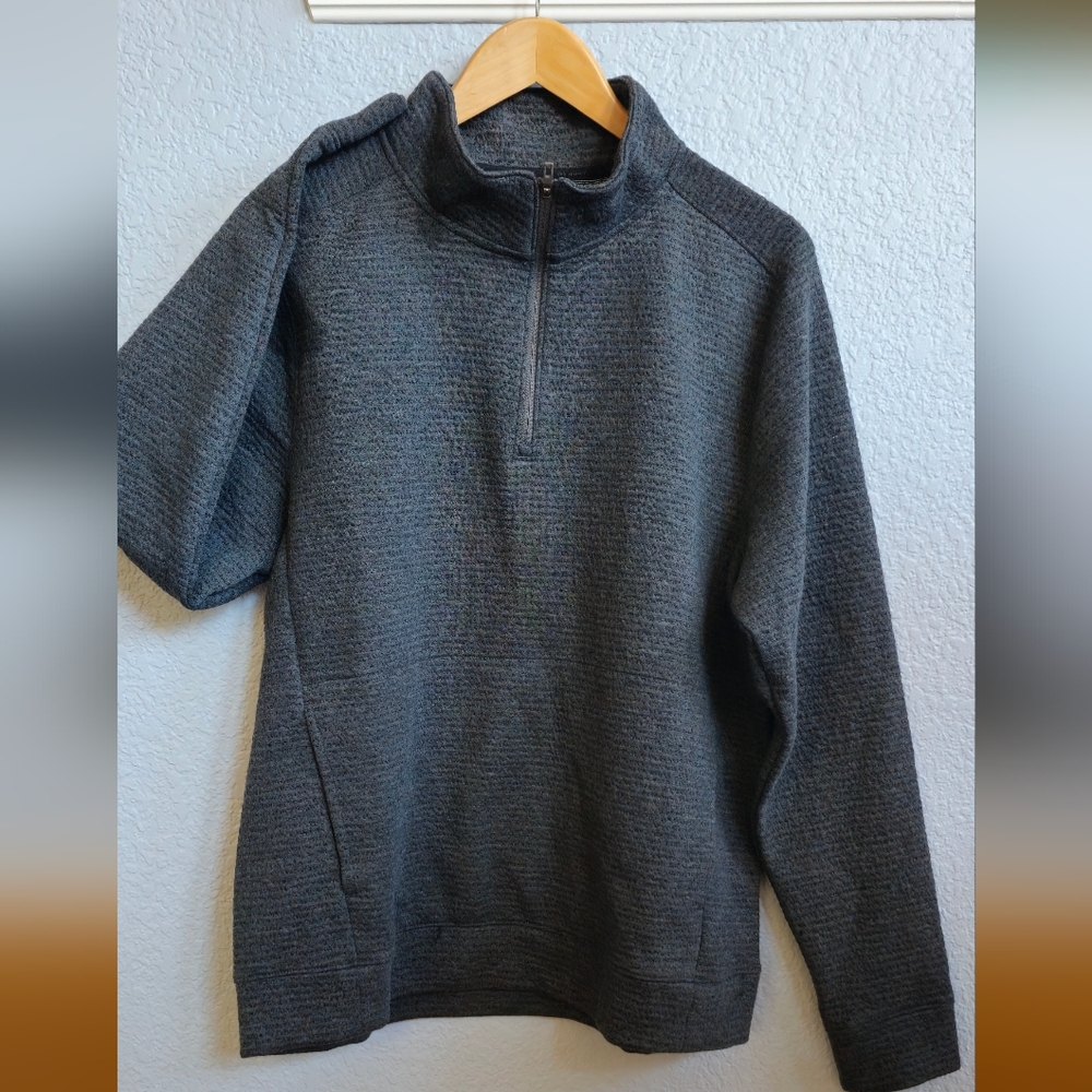VRST Gray Textured Quarter-Zip Pullover